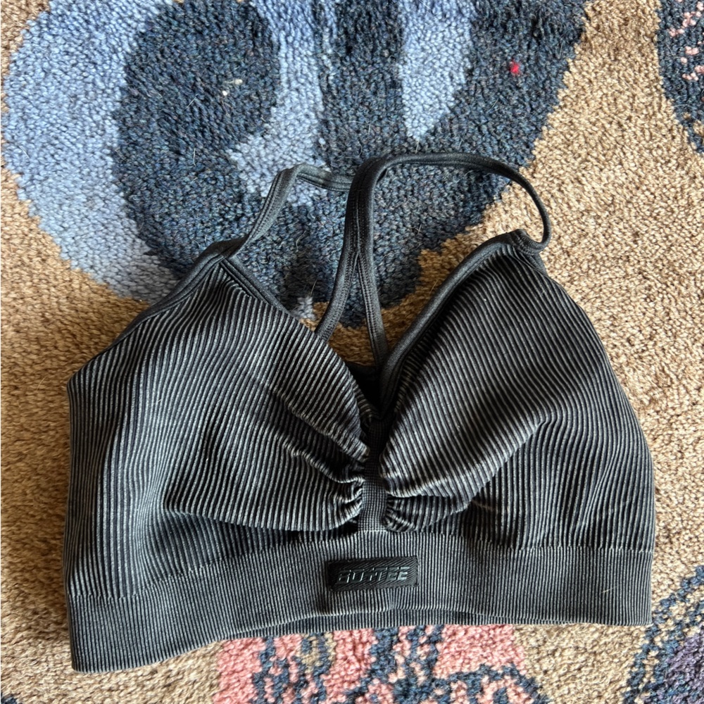 Bo+tee Black Ribbed sports bra